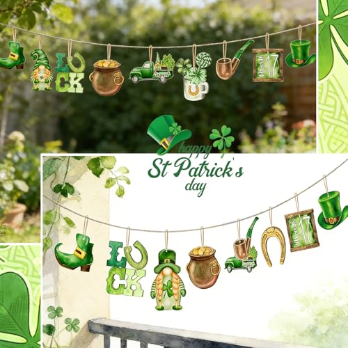24Pcs St. Patrick's Day Wooden Ornaments - Clover & Hat Decor