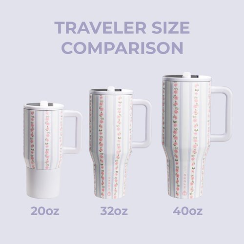 HydroJug Traveler - 40 Oz Insulated Water Bottle with Handle & Flip Straw | Leak Resistant, Fits Cup Holder - Primrose