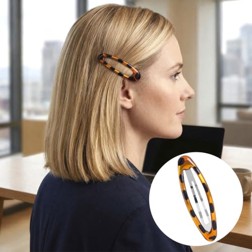 STSTR 8PCS Tortoise Snap Barrettes for Women Metal Hair Clips 2 Sizes