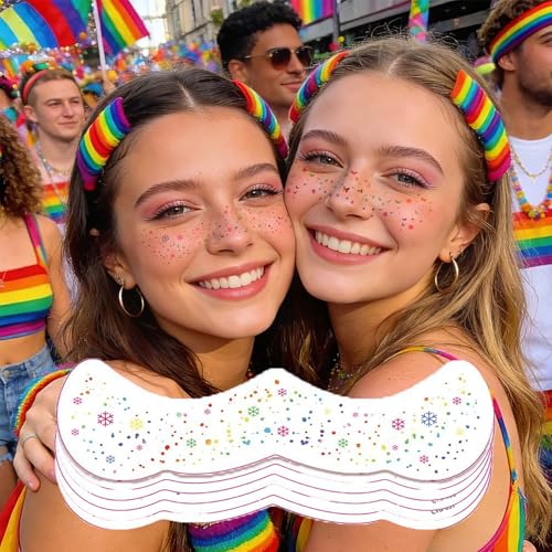 Rainbow Glitter Temporary Face Tattoos - 6 Sheets Butterfly & Heart