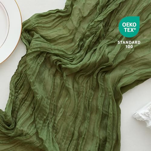 Moss Green Cheesecloth Table Runner 120'' x 35'' for Events