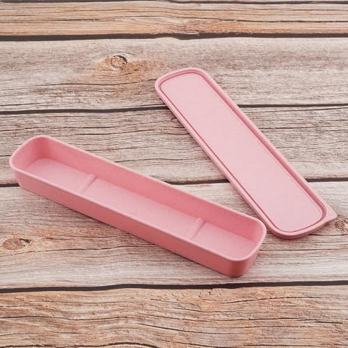 Pink Portable Flatware Box - Travel Cutlery Storage Case, 9.84 x 2.40 inch