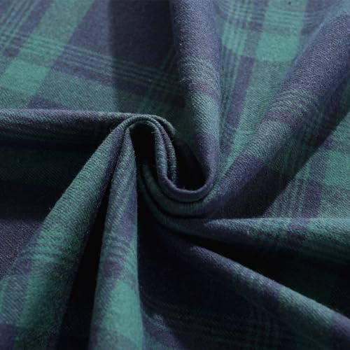 Rectangle Fabric Tablecloth Set - Blue & Green Plaid, 55 x 79 Inches, 2 Pack - Holiday Dining Cover