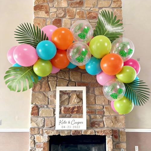 Tropical Hawaiian Balloon Set - 50 Pcs Pink, Teal & Green Luau Decorations