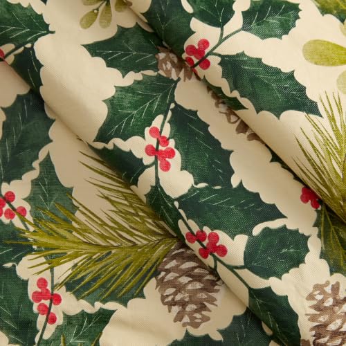 Christmas Vinyl Tablecloth 60 x 120 Inch Rectangular Holiday Decor with Flannel Backing