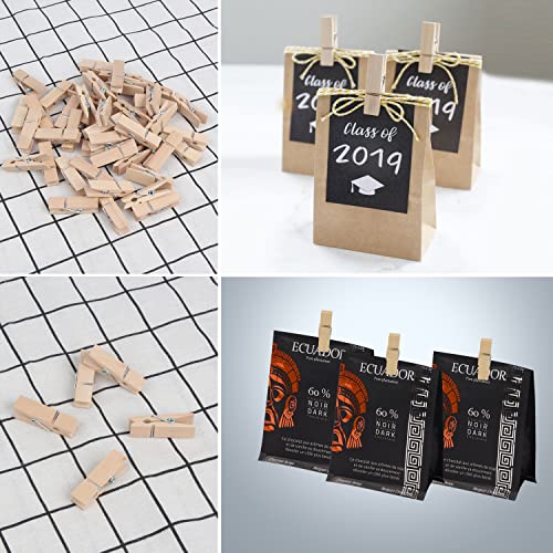 KIMOBER 1.77-Inch Natural Wooden Clothespins - 100PCS Heavy Duty Craft Clips
