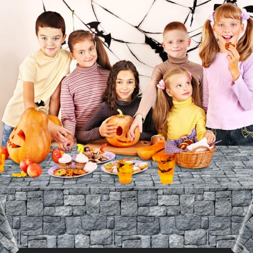 3 Pcs Medieval Castle Tablecloths 54x108 Inch – Stone Pattern