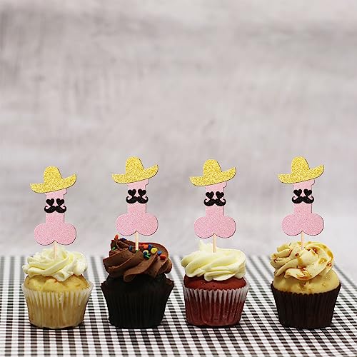 24 PCS Bachelor Party Cupcake Toppers with Hat & Beard - Fun Cake Decorations