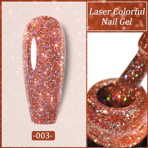 Pink Glitter Gel Nail Polish Reflective 7.5ml Manicure Salon