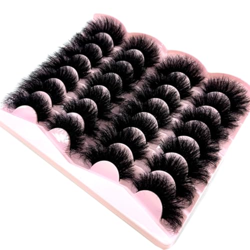 CuvDhe 14 Pairs Fluffy 3D Mink False Eyelashes Natural Long Thick Lashes