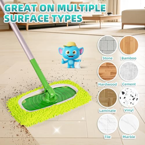Clean Beastie 6-Pack Reusable Mop Pads for Swiffer - 3 Chenille & 3 Coral
