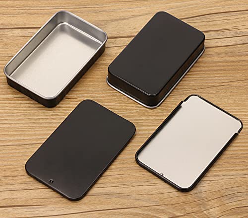 Mini Skater 4-Piece Metal Slide Top Tin Containers - Black Storage Box