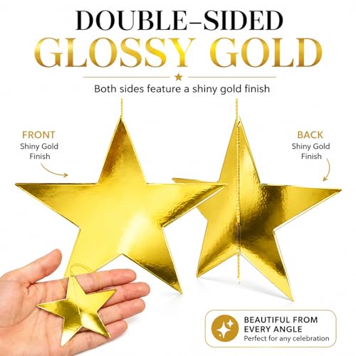 Gold Glitter Star Garland - 78 Feet Hanging Decoration for Parties