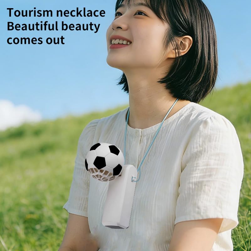 Portable Handheld Turbo Fan with Ice Cooling - 5-Speed, 180° Foldable, White