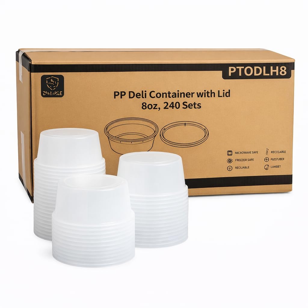 ProTakeOut [8oz-240 Sets Plastic Deli Containers with Lids - BPA Free Clear Soup Containers with Airtight Lids, Leak Resistant Food Storage for Meal Prep, Stackable/Microwave/Dishwasher/Freezer Safe