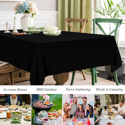 Mulbozy Disposable Black Tablecloths, 54x108 in, 2 Pack