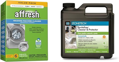 Affresh Washing Machine Cleaner - 6-Month Supply for Front Load & Top Load Washers | StoneTech RTU Revitalizer & Protector for Tile & Stone - 1 Gallon, Citrus Scent