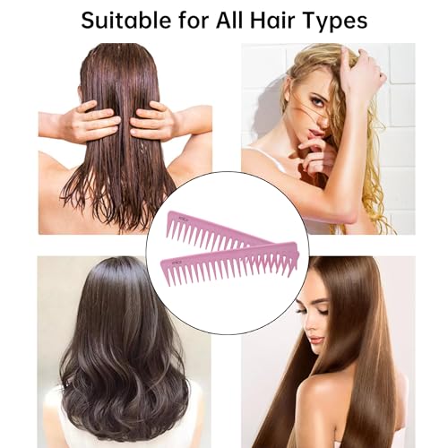 xnicx Carbon Pink Wide Tooth Detangling Comb for Curly Wet Hair