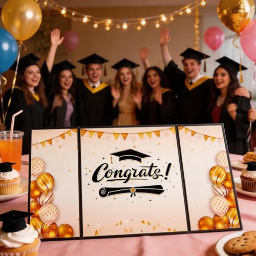 Black and Gold Graduation Guest Book for Class of 2026