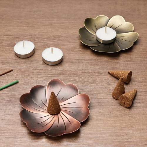 2-Pack Brass & Bronze Incense Holders for Cones & Candles