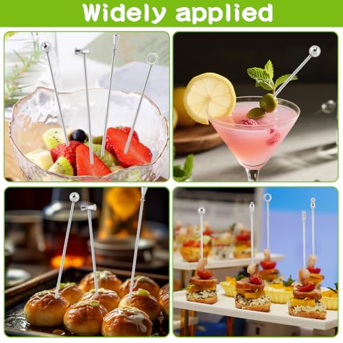 9-Piece Metal Cocktail Picks Set - Unique Martini Skewers for Drinks