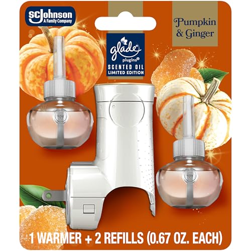 Glade PlugIns Air Freshener Starter Kit - Pumpkin & Ginger, 1 Warmer + 2 Refills