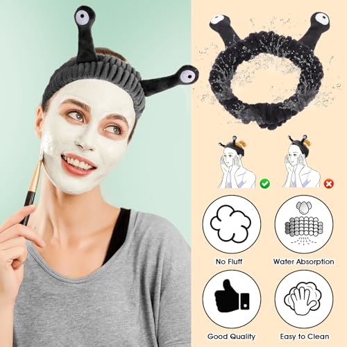 FAIRY CORA Snail Spa Headband, Soft Coral Fleece Face Wash Headband for Makeup