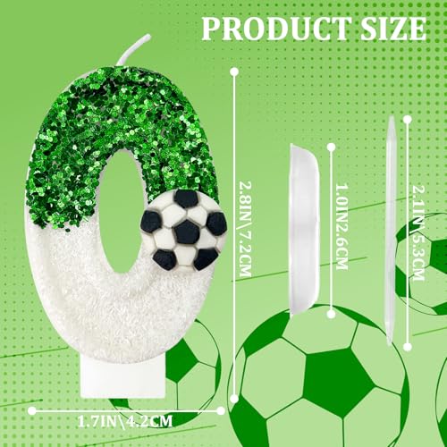 Soccer Ball Number 10 Birthday Candle - Green & White Cake Decoration