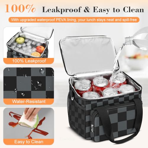 Coobiiya Insulated Lunch Box for Men & Women - 12L Denim Check