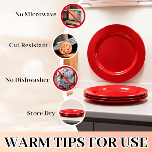 Red Disposable Plastic Plates for Party - 50 Pack Heavy Duty Dinner & Dessert