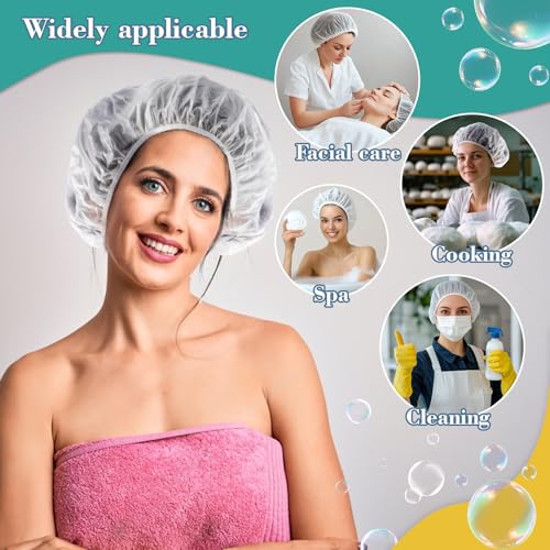 MAQIHAN 6-Pack Large Reusable Waterproof Shower Caps for Long Hair