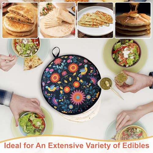 Large Tortilla Warmers - 2 Pack Insulated Fabric Pouch for Tacos, Naan & Pizza