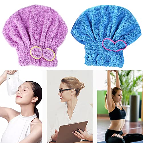 2 Pcs Microfiber Hair Drying Towel Set - Ultra Absorbent Bowknot Turban