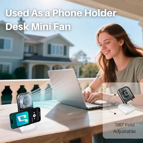 3000mAh Portable 5-in-1 Handheld Neck Fan with Digital Display - Black & White