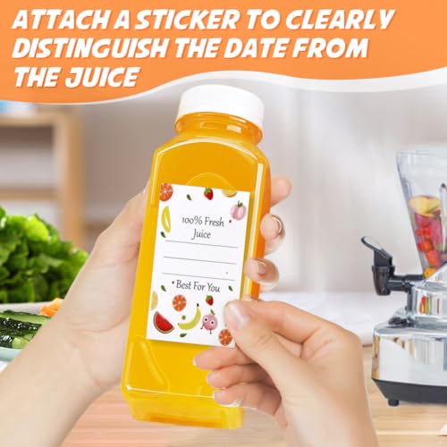 12oz Reusable Plastic Juice Bottles with Leak-Proof Lids - Pack of 6