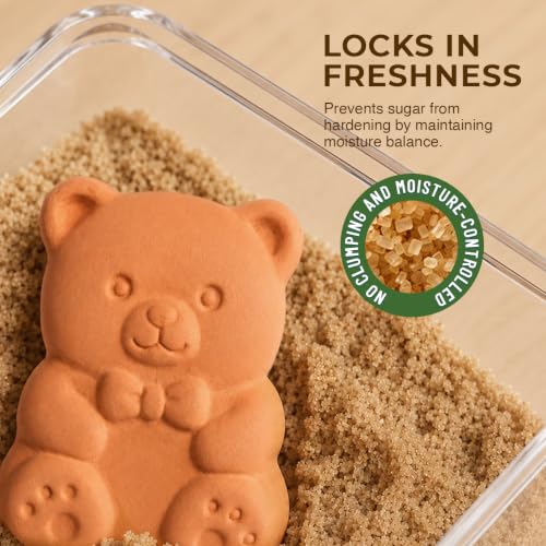 Vivid Works Brown Sugar Bear Keeper - Reusable Terracotta Moisture Regulator for Softening Sugar, 1 Pack
