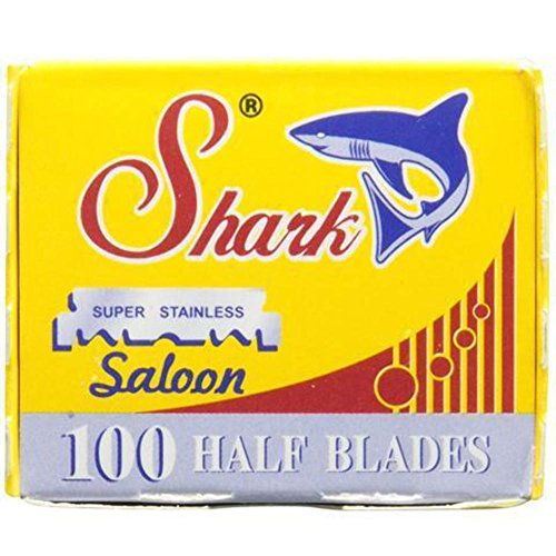 Shark Super Stainless Straight Edge Barber Razor Blades - 100 Pack