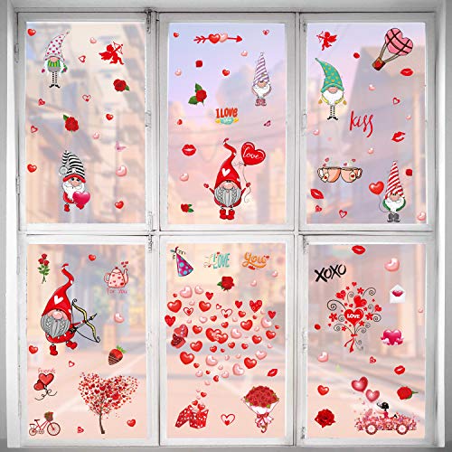 Valentine's Day Gnome Window Decals - 149 Pcs Window Clings