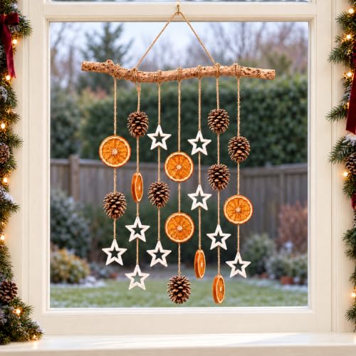 Rustic Christmas Hanging Decor with Dried Orange Slices Wall Art - Fuutreo