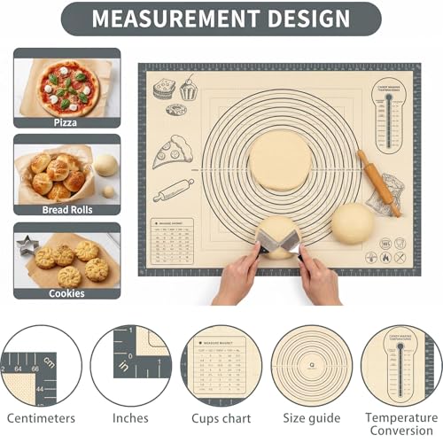QUELLANCE Extra Large Silicone Baking Mat - 28x20 Inch Nonstick Gray