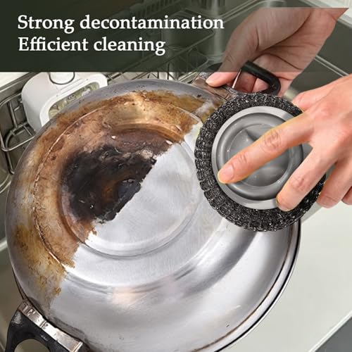KTOJOY 2 Pack Stainless Steel Wool Scrubbers - Heavy-Duty Kitchen & Bathroom Cleaning Pads