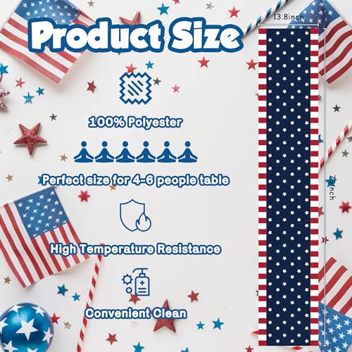 OHOME 250th Anniversary Patriotic Table Runner - USA Stars Decor