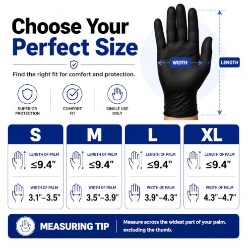 Black Nitrile Disposable Gloves - Food Grade, 5 Mil, XLarge, 100 Count