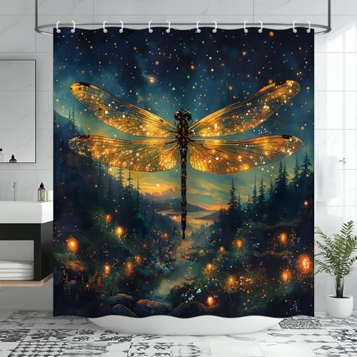 Fantasy Dragonfly Shower Curtain - 70" x 70" Polyester Fabric