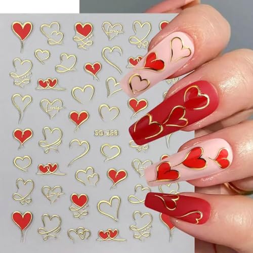 Valentine's Day 3D Self-Adhesive Heart Nail Art Stickers Decals