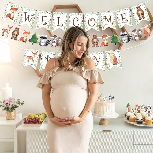 Woodland Baby Shower Decoration Set - Banners & Cake Toppers