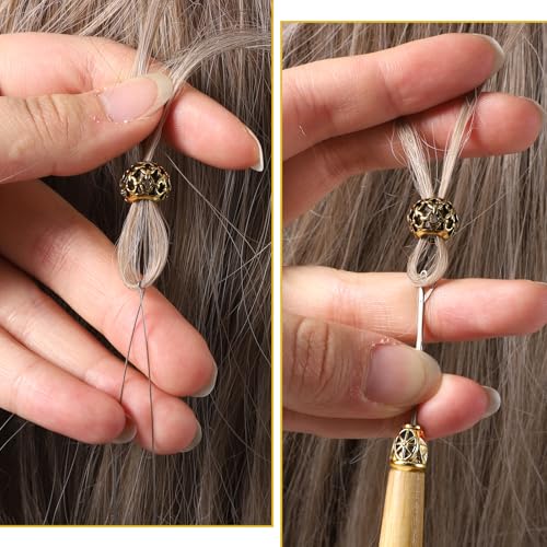 Hair Extension Loop Needle Threader Pulling Hook Tool Kit - 4 Pack