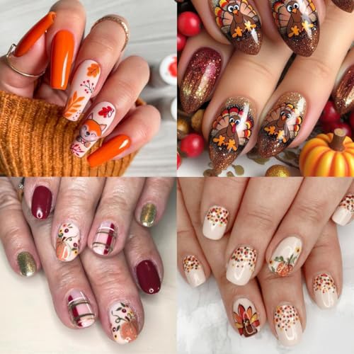 Fall Nail Stickers 3D Self-Adhesive Thanksgiving Maple Leaf Decals