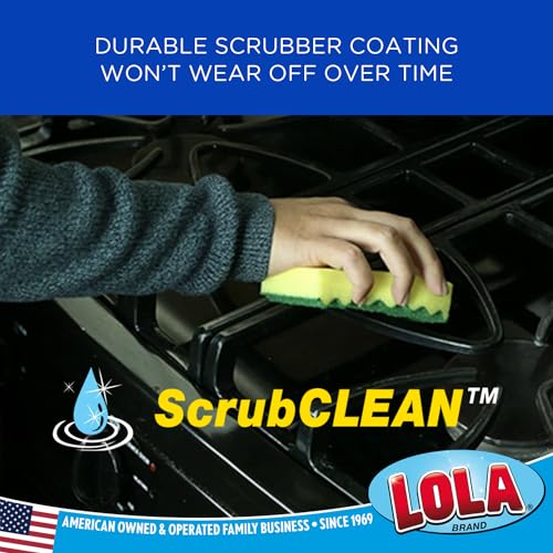 LOLA Pot Brite Heavy Duty Scrub Sponges, 2 Pack - Durable Wavy Design