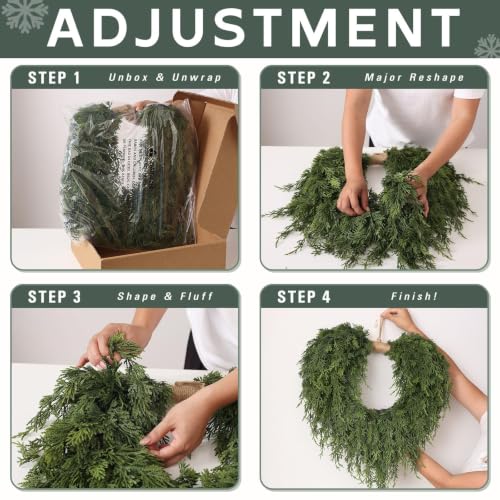 Artificial Heart-Shaped Cedar Wreath for Front Door & Holiday Decor